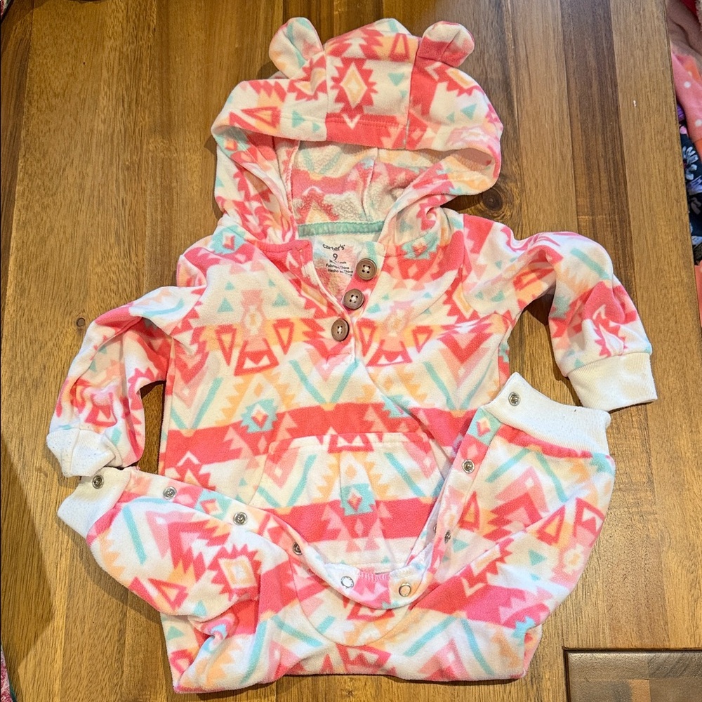 Carter's Pink and White Patterned One Piece